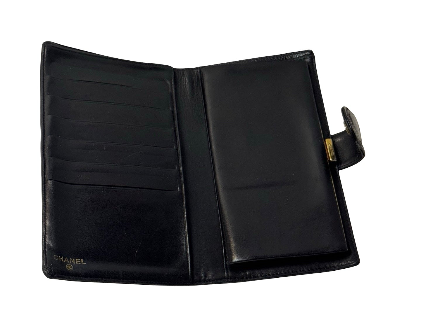 Chanel Vintage Timeless CC Caviar Long Wallet — Black