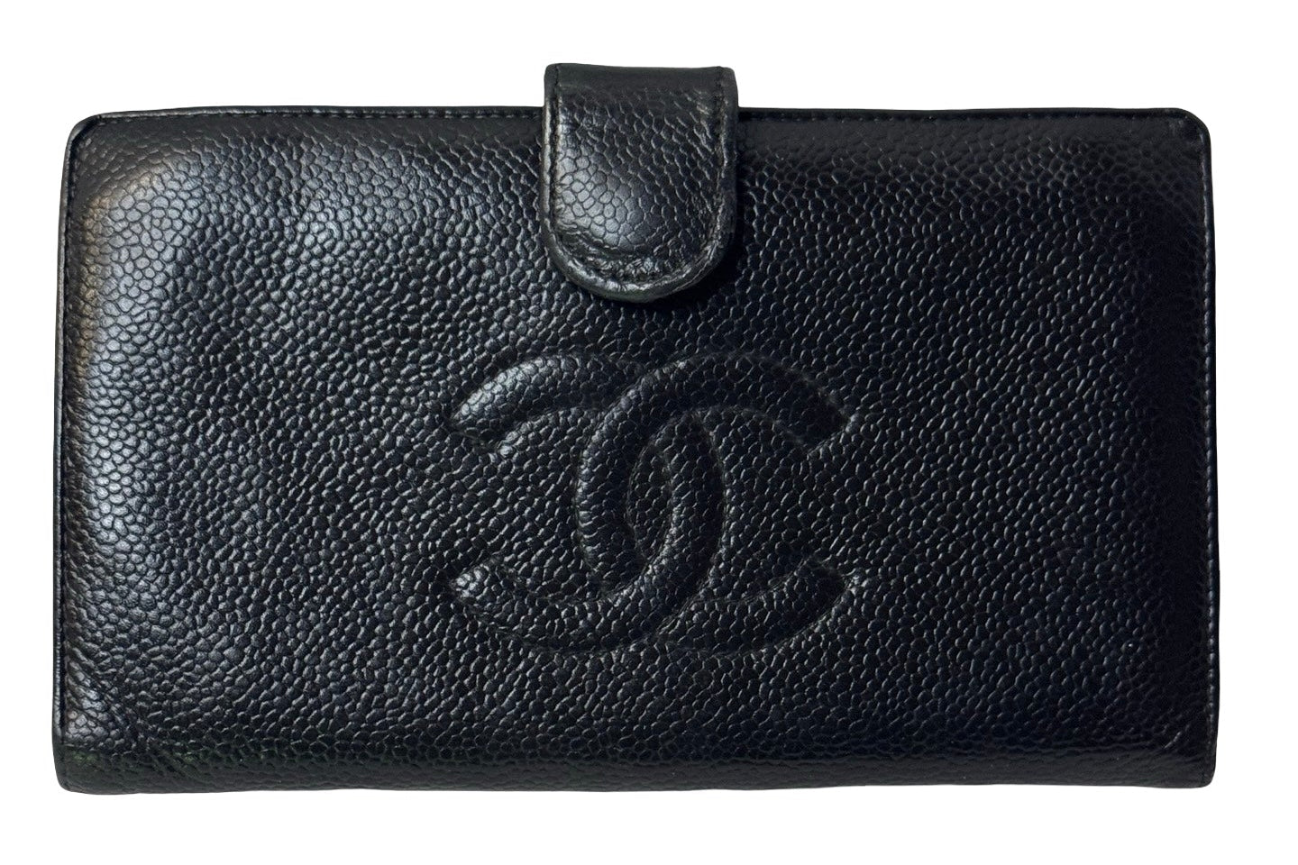 Chanel Vintage Timeless CC Caviar Long Wallet — Black