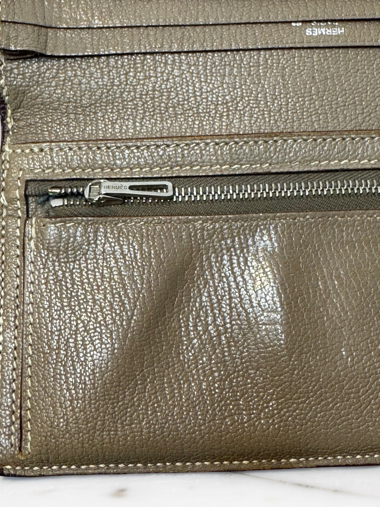 Hermès Béarn Long Wallet – Taupe Lizard Skin (Lézard), Palladium Hardware (Pre-Owned)