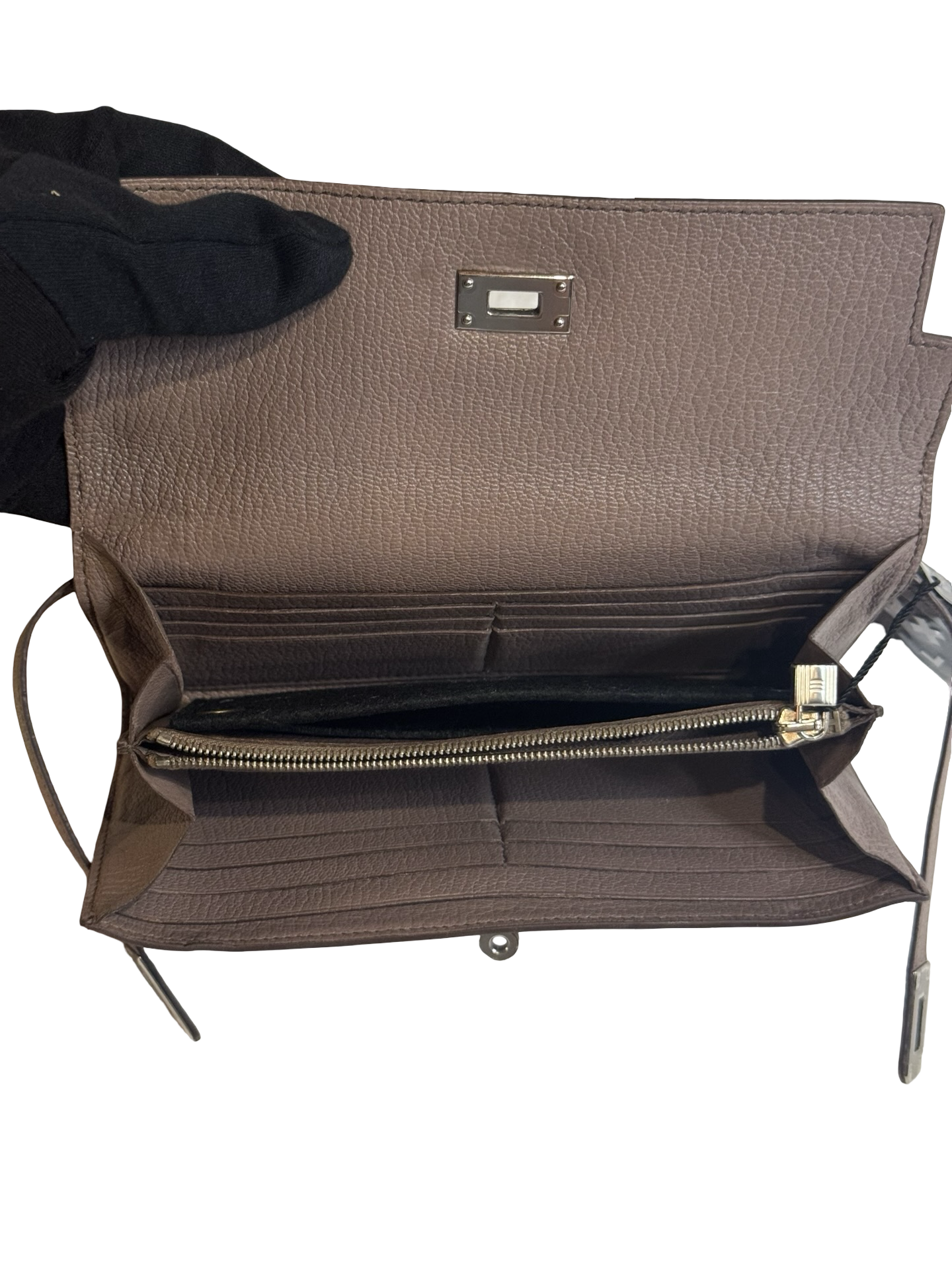 Hermès Kelly Classic Wallet, Elephant Gray Chèvre, Palladium