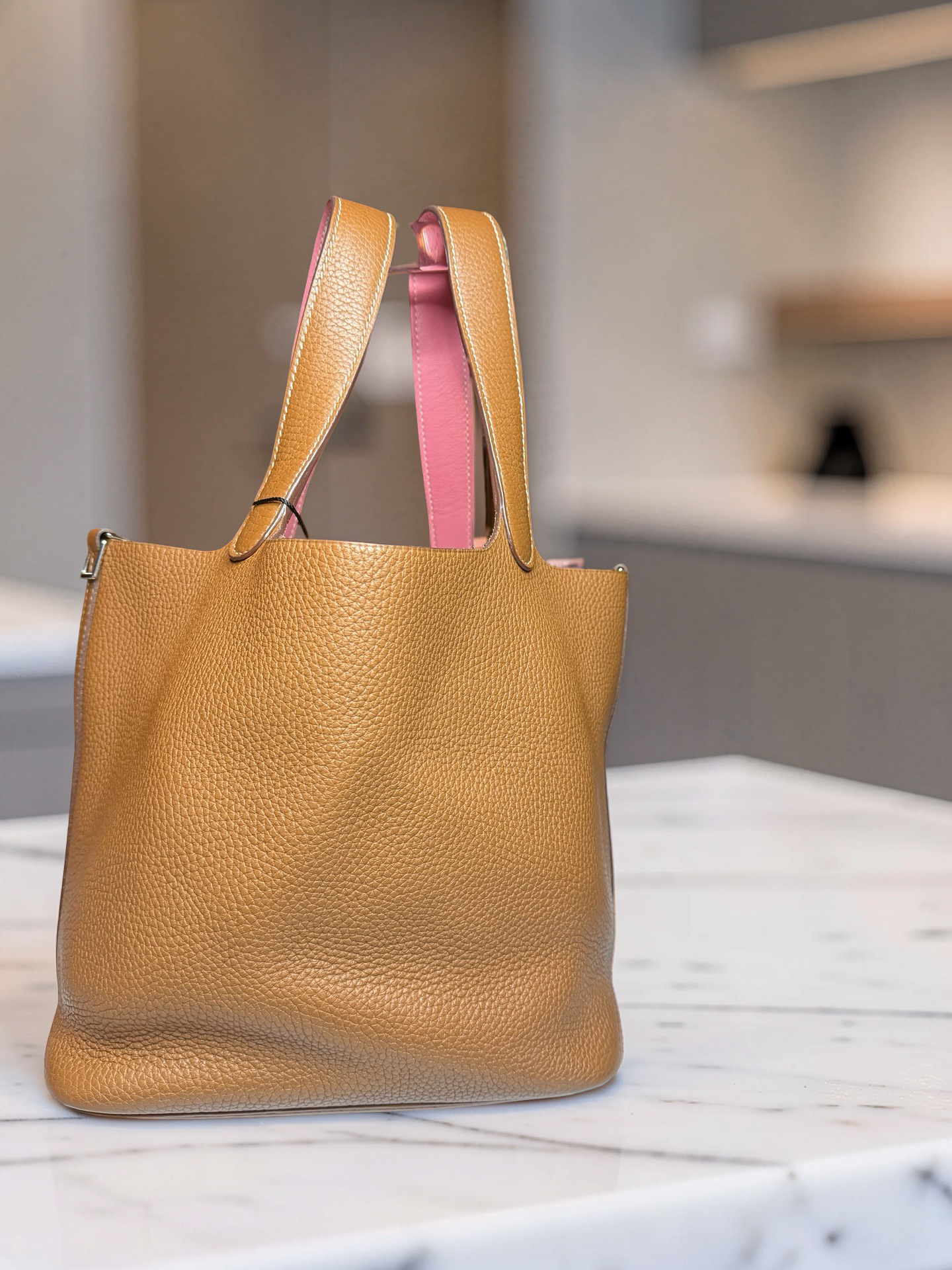 Hermès Picotin Lock Éclat 22 — Gold Clemence with Pink Swift, Palladium Hardware, 2018