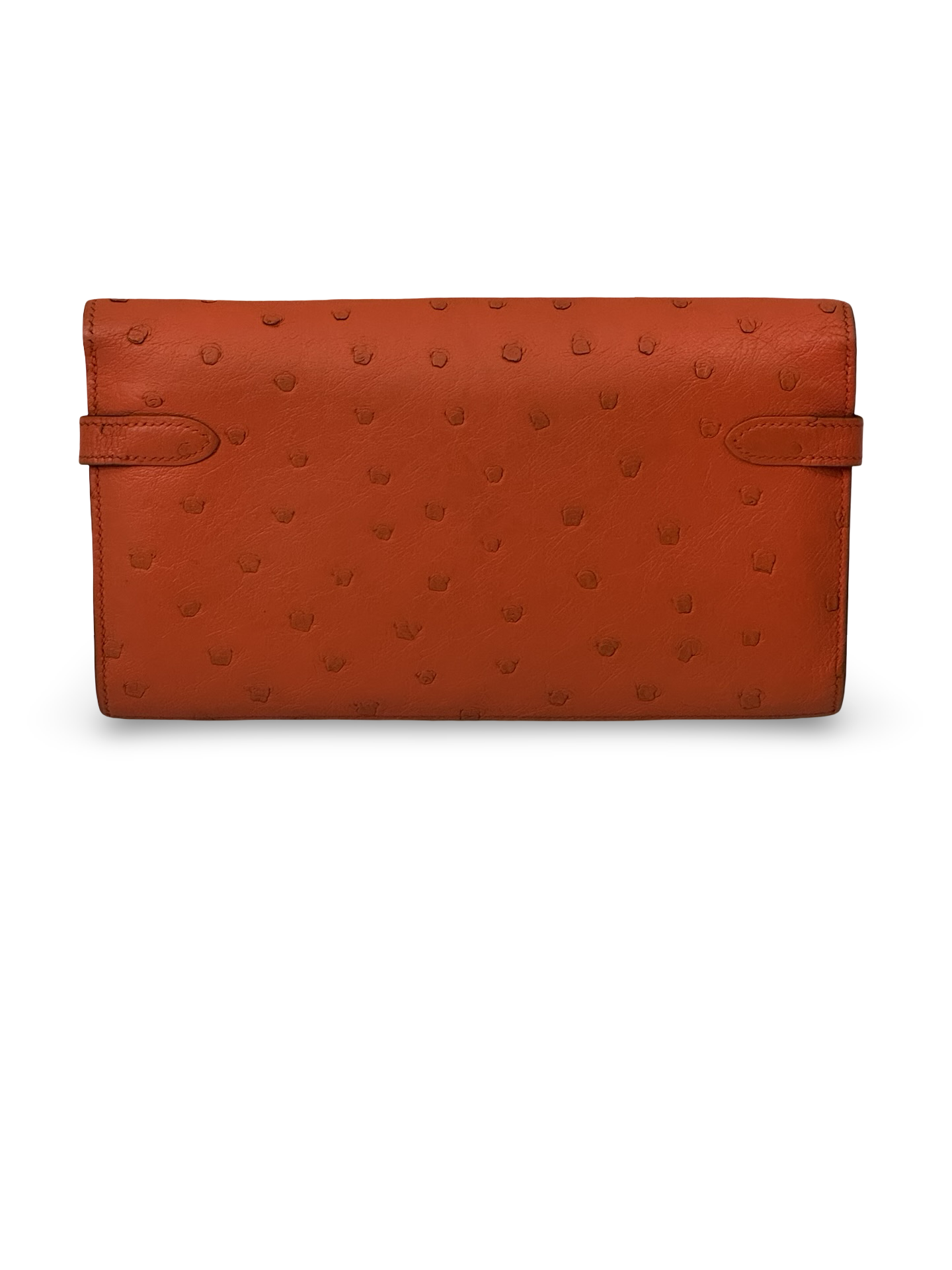 Hermès Kelly Classic Wallet — Ostrich, Tangerine, Palladium