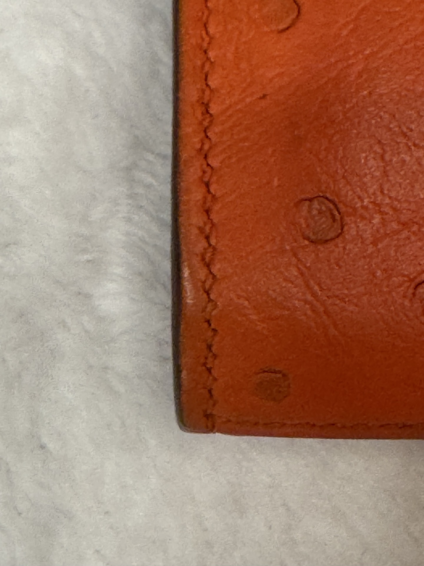 Hermès Kelly Classic Wallet — Ostrich, Tangerine, Palladium