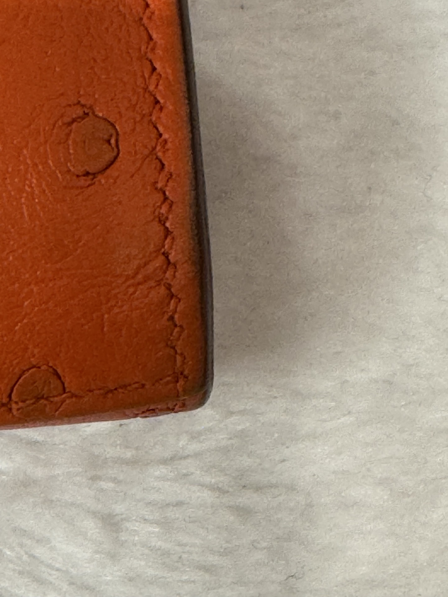 Hermès Kelly Classic Wallet — Ostrich, Tangerine, Palladium