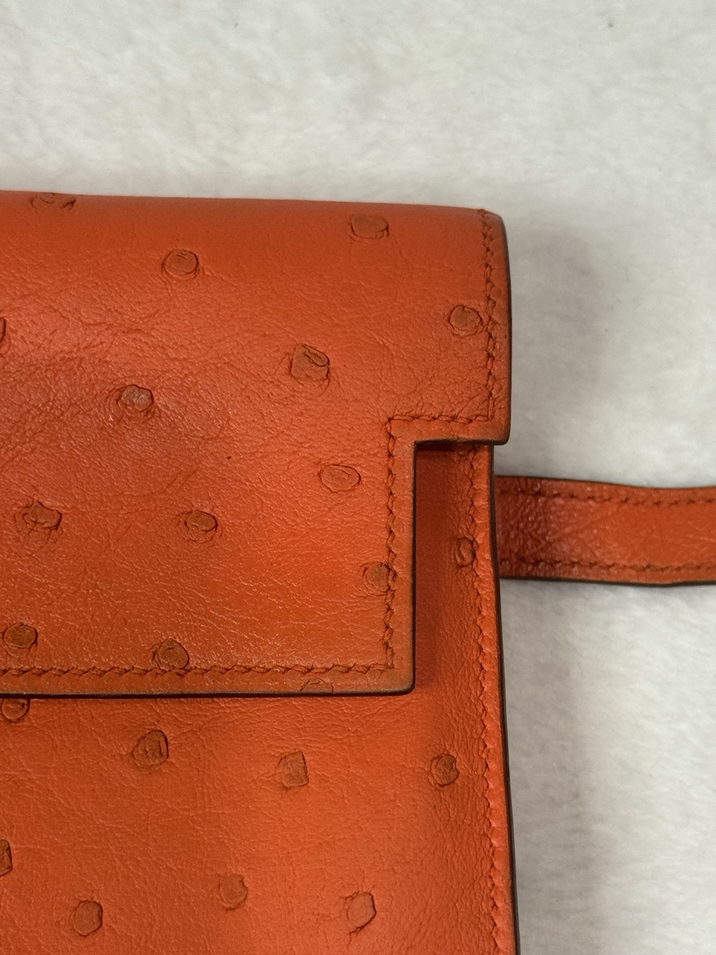 Hermès Kelly Classic Wallet — Ostrich, Tangerine, Palladium