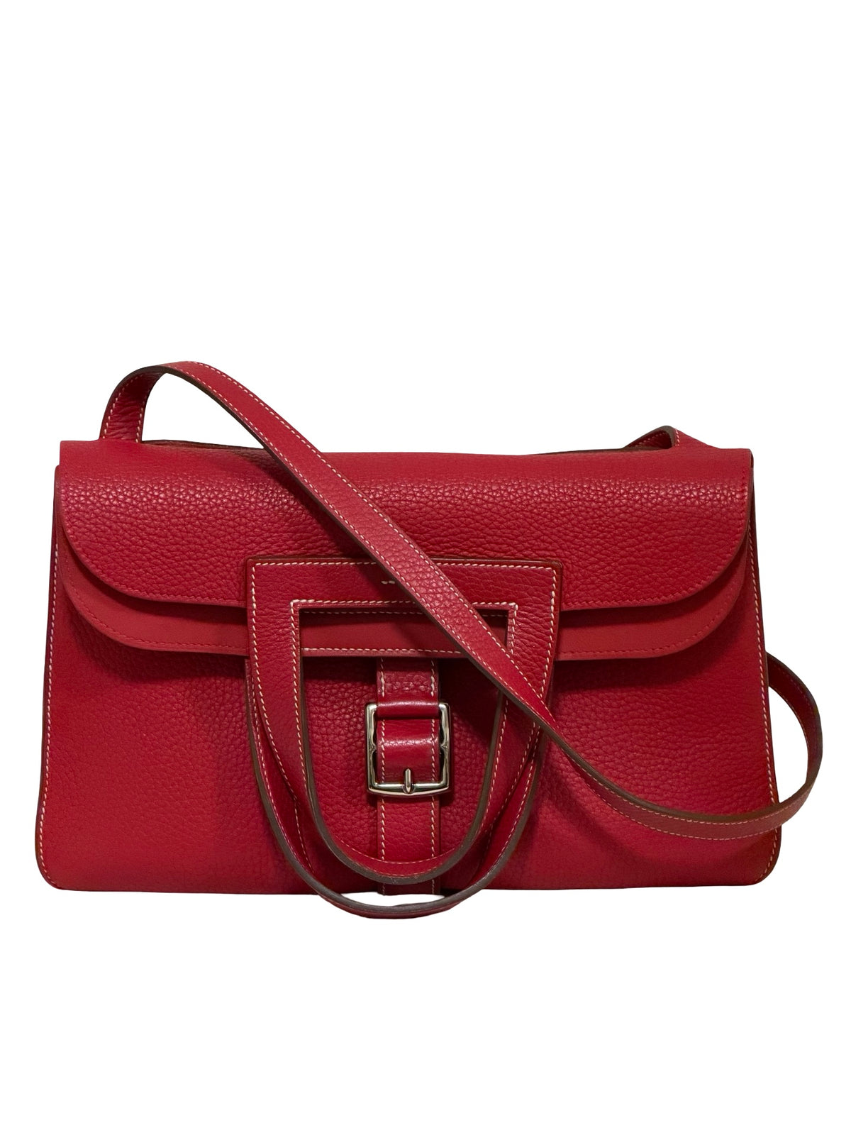 Hermès Halzan 31, Rouge Casaque Clemence with Palladium Hardware