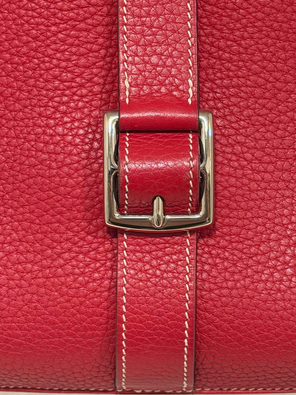 Hermès Halzan 31, Rouge Casaque Clemence with Palladium Hardware