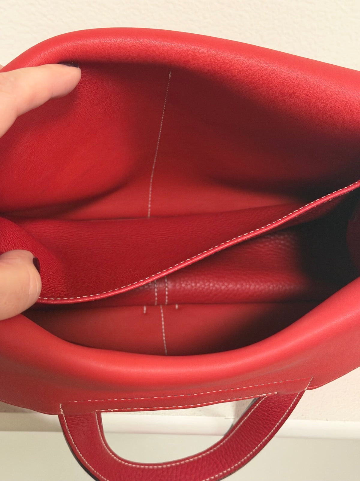 Hermès Halzan 31, Rouge Casaque Clemence with Palladium Hardware