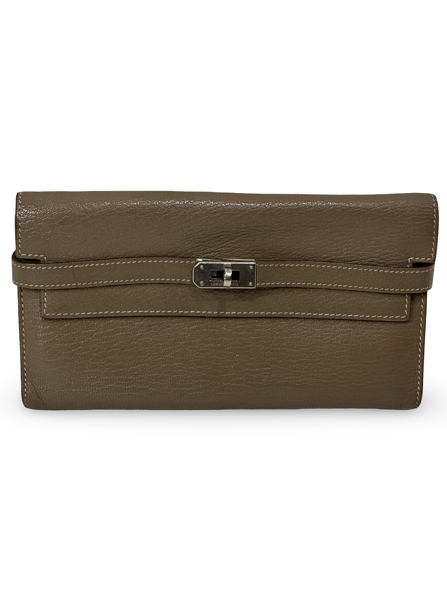 Hermès Kelly Classic Wallet — Etoupe, Palladium