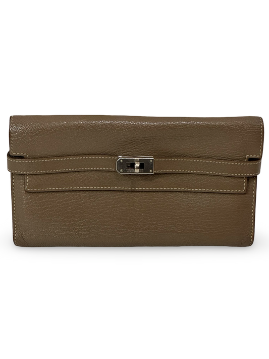 Hermès Kelly Classic Wallet — Etoupe, Palladium