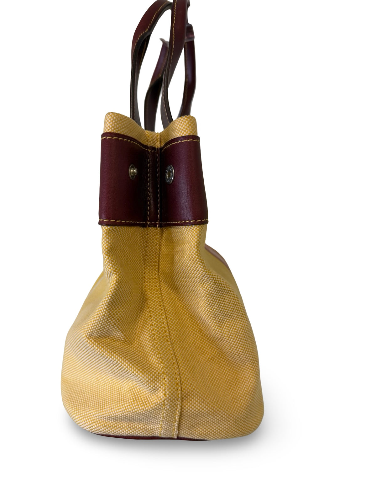 Loewe Vintage Striped Canvas Tote, Yellow with Bordeaux Leather Trim
