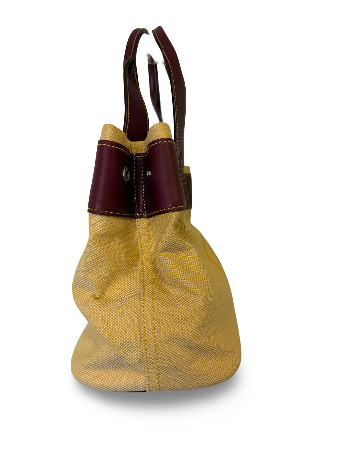 Loewe Vintage Striped Canvas Tote, Yellow with Bordeaux Leather Trim