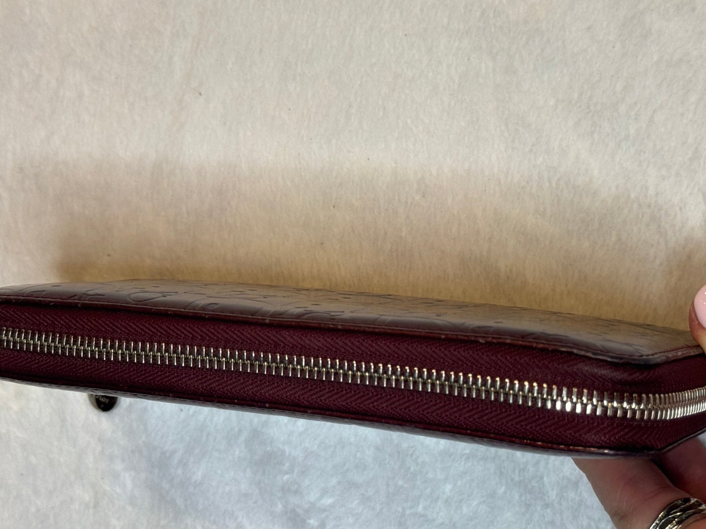 Christian Dior Oblique Zippy Wallet – Burgundy Patent Leather (Pre-Owned)
