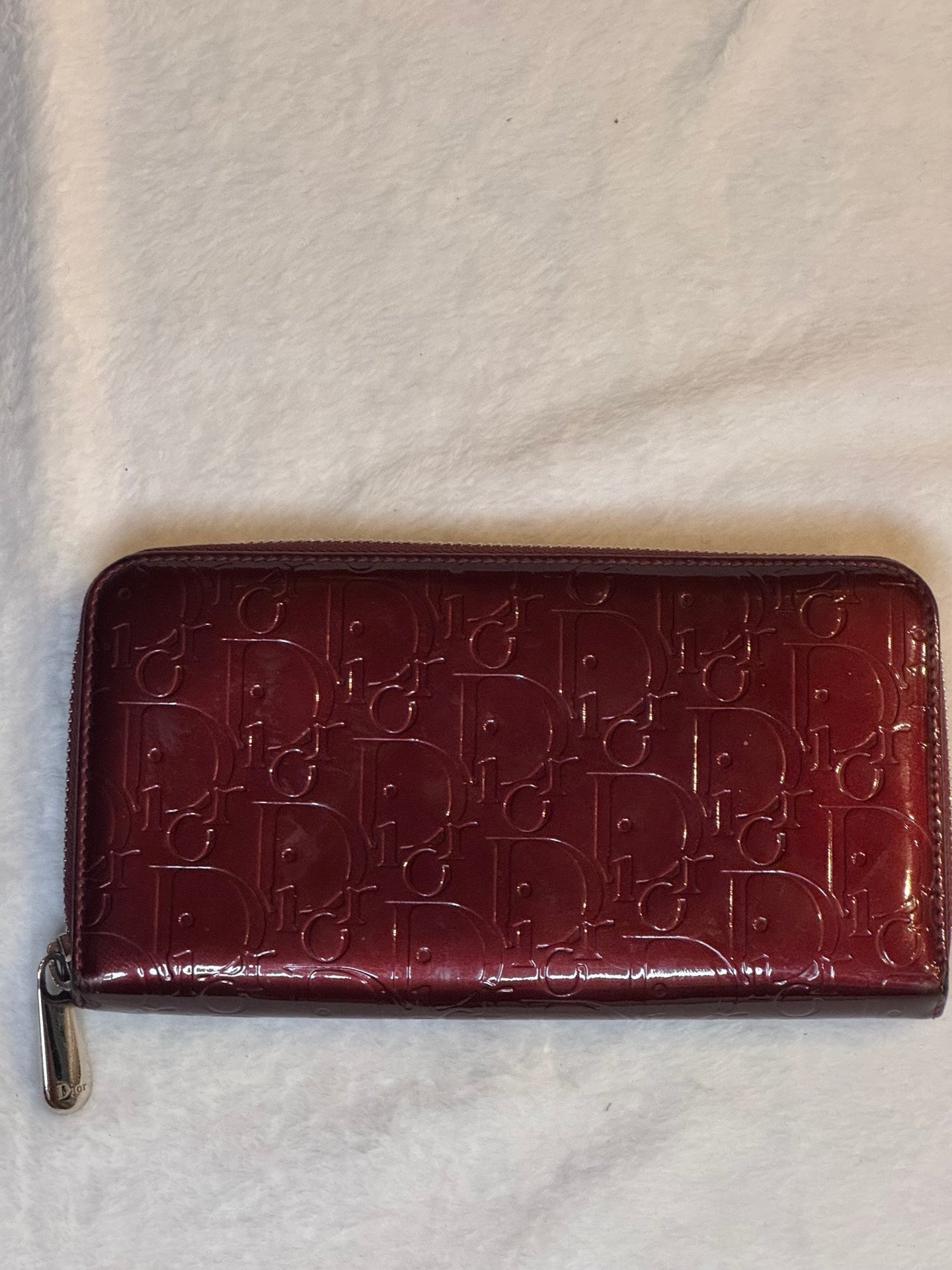Christian Dior Oblique Zippy Wallet – Burgundy Patent Leather (Pre-Owned)