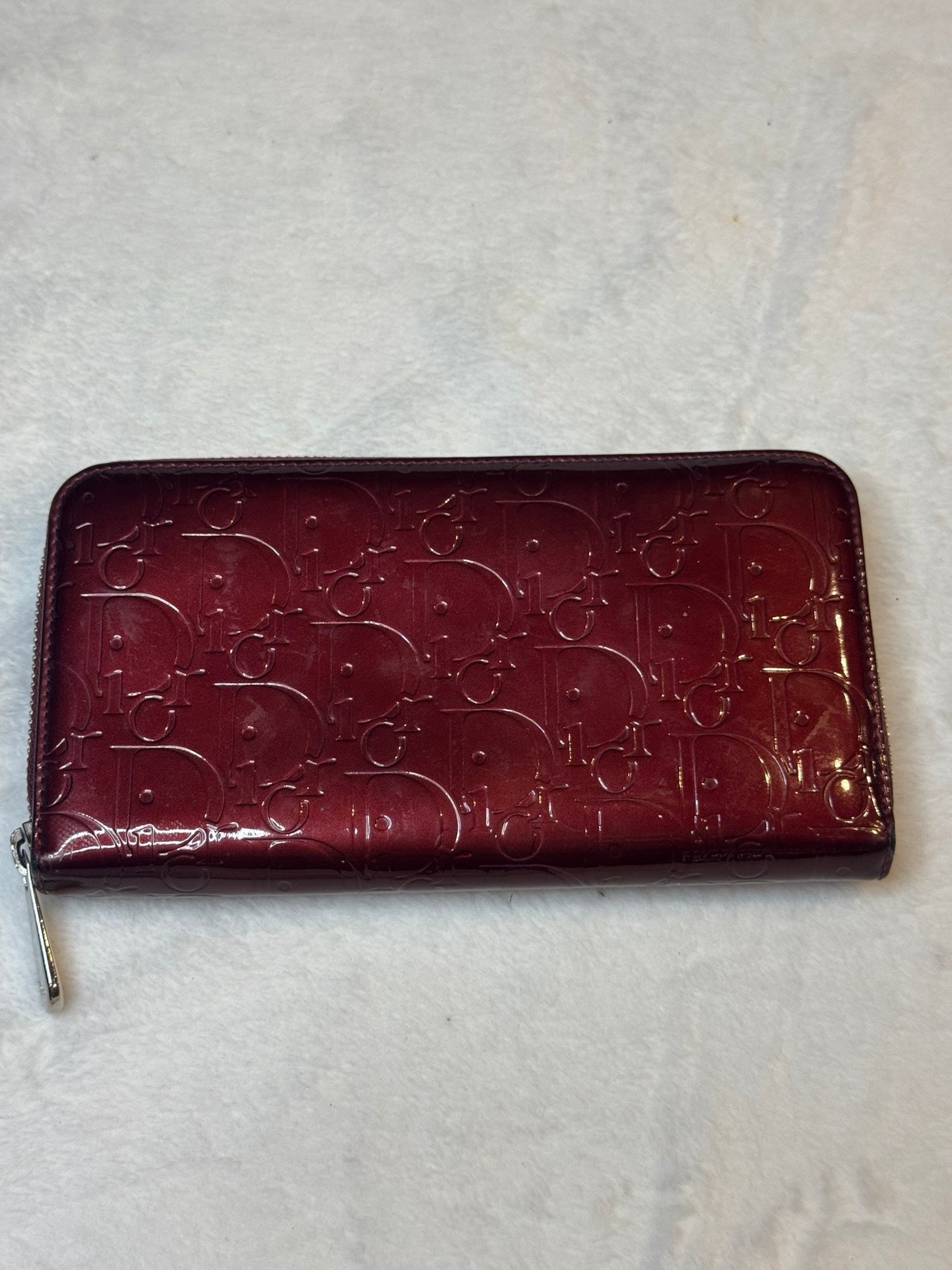 Christian Dior Oblique Zippy Wallet – Burgundy Patent Leather (Pre-Owned)