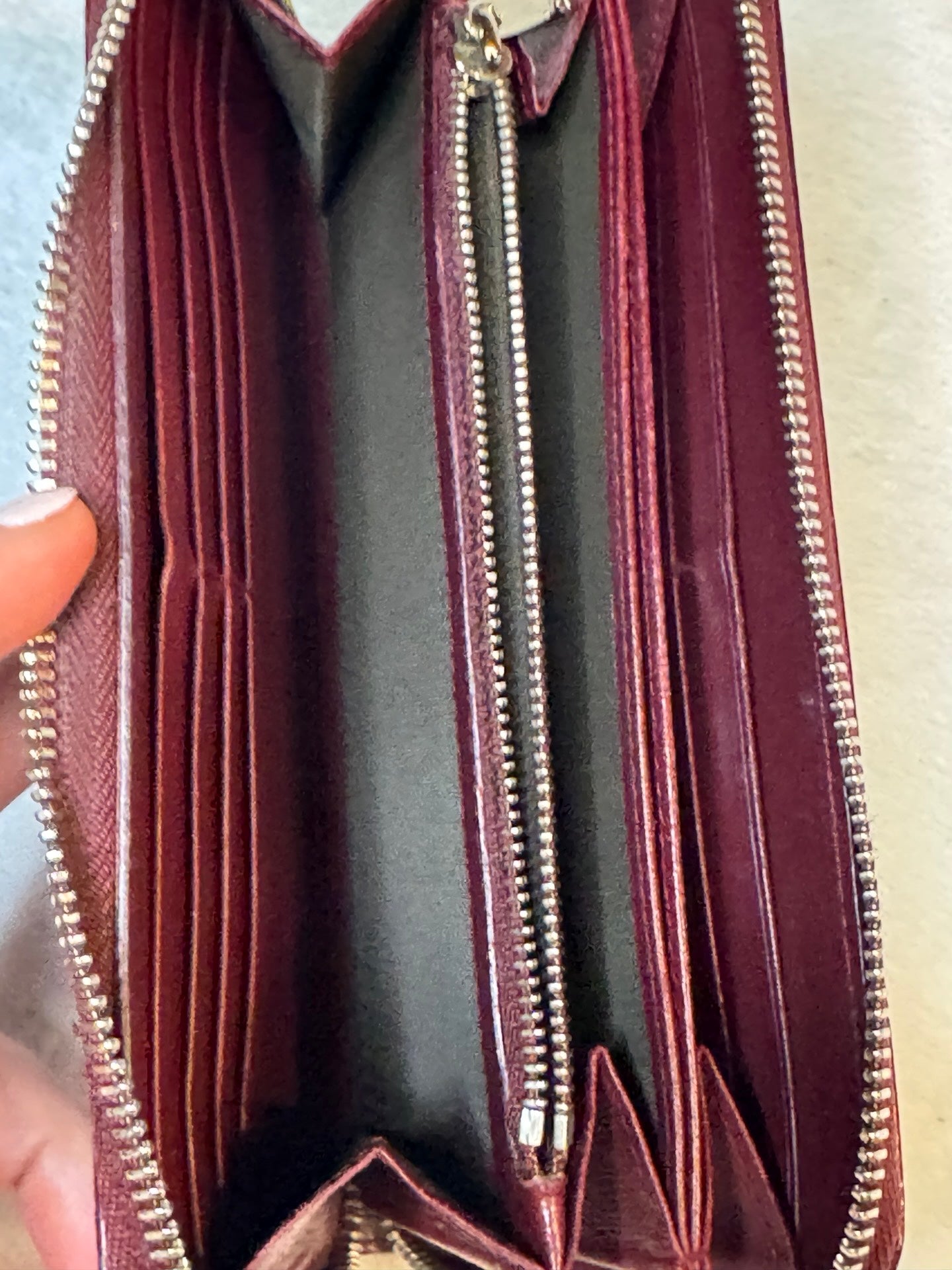 Christian Dior Oblique Zippy Wallet – Burgundy Patent Leather (Pre-Owned)