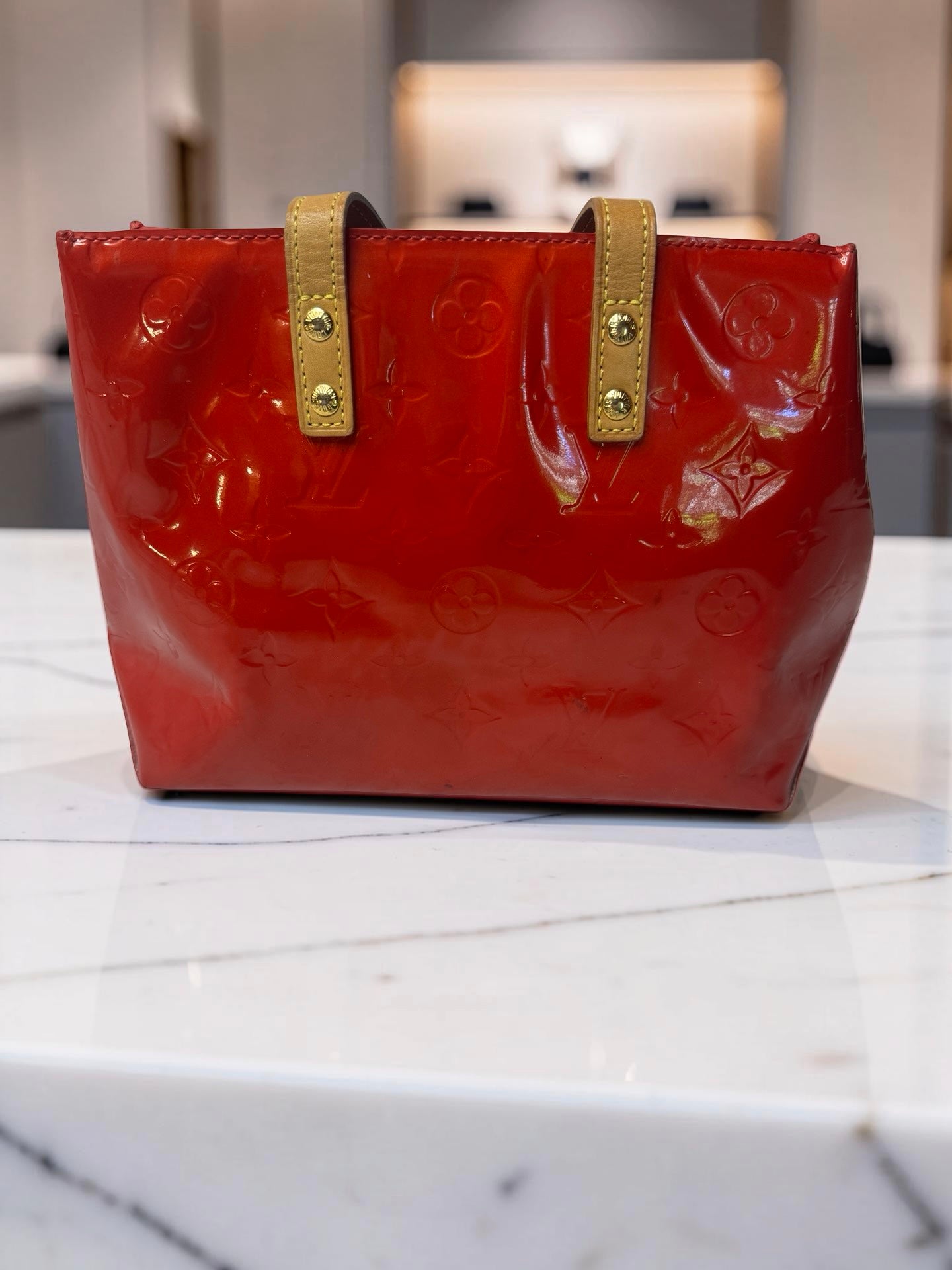 Louis Vuitton Reade PM Tote — Red Monogram Vernis