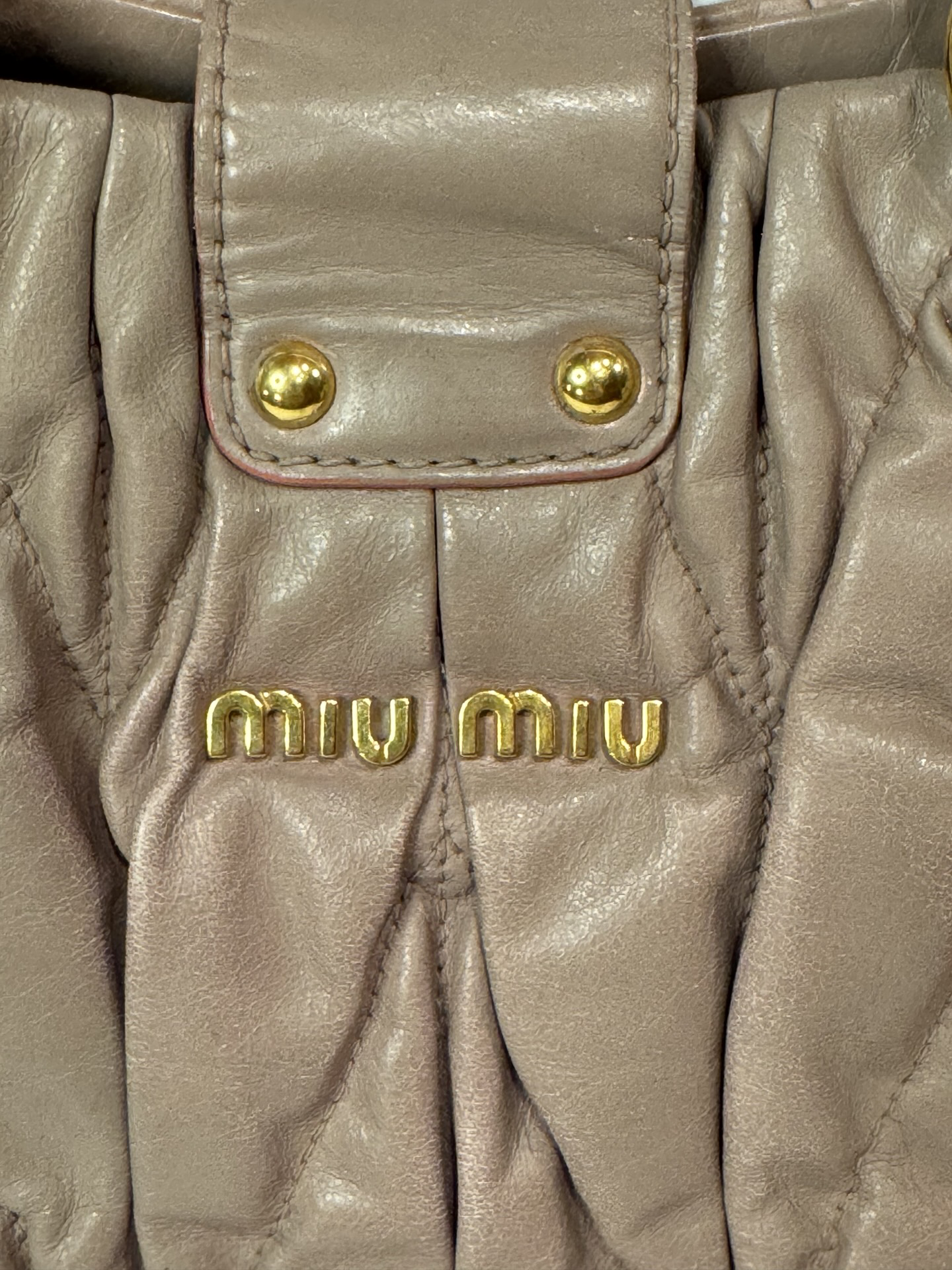 Miu Miu Matelassé Lux Satchel — Cammeo, Braided Handles