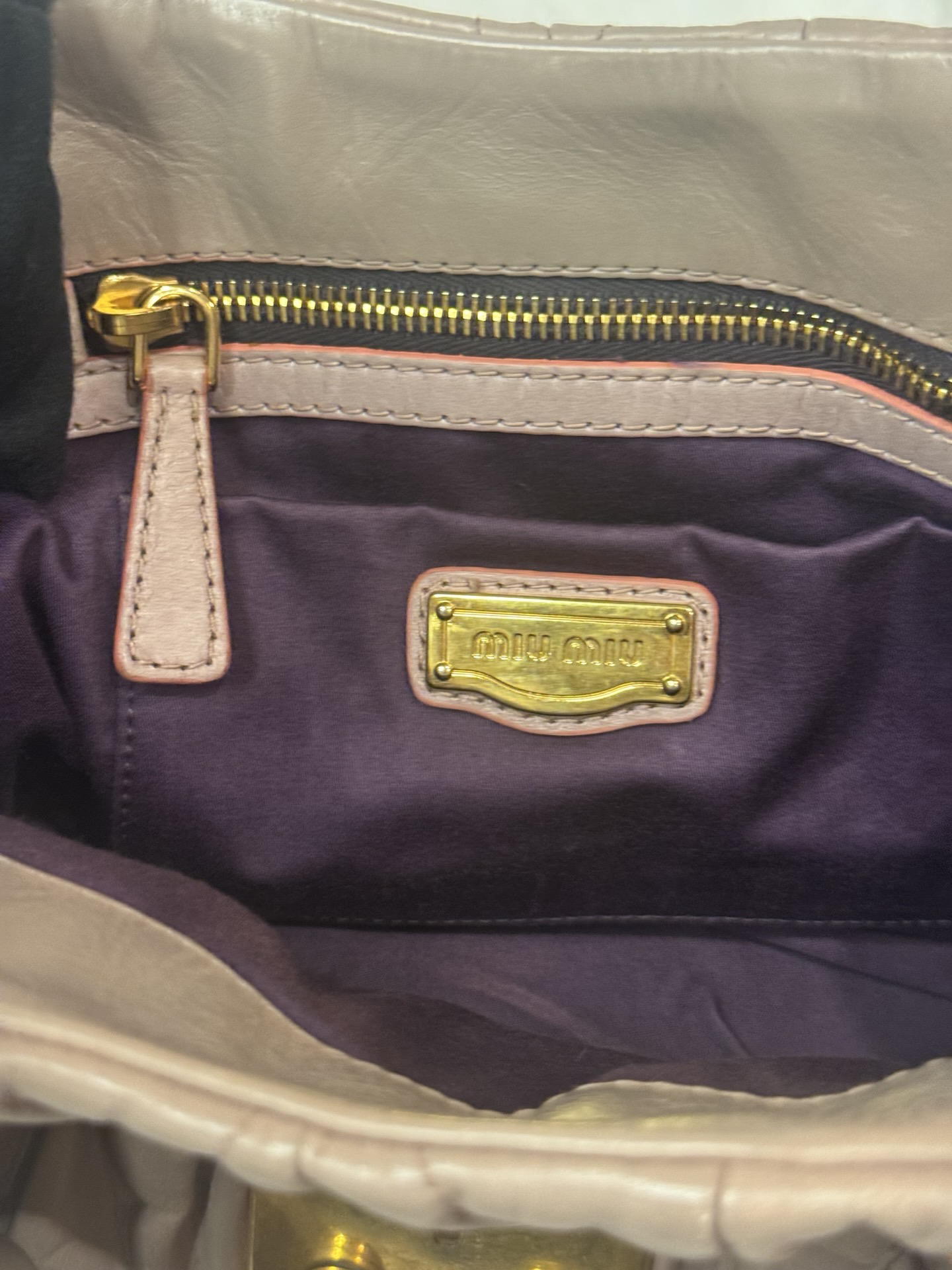 Miu Miu Matelassé Lux Satchel — Cammeo, Braided Handles