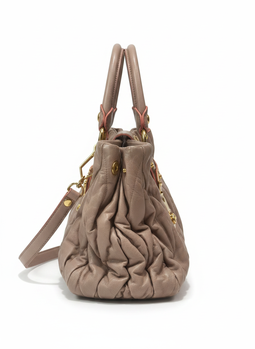 Miu Miu Matelassé Lux Satchel — Cammeo, Braided Handles