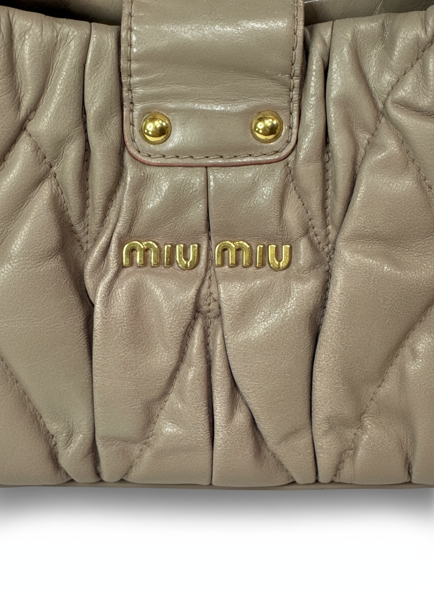Miu Miu Matelassé Lux Satchel — Cammeo, Braided Handles