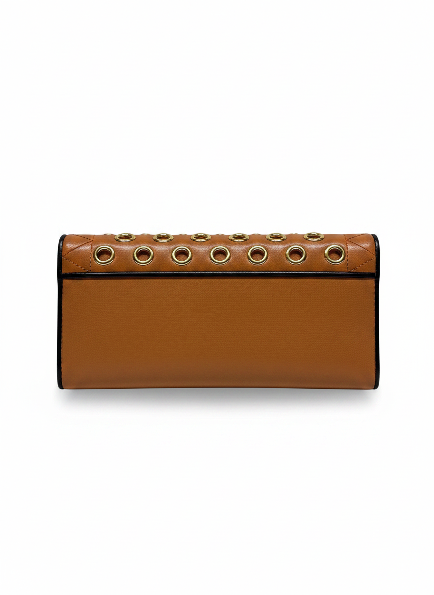 Miu Miu Grommet Continental Wallet — Cognac & Gold