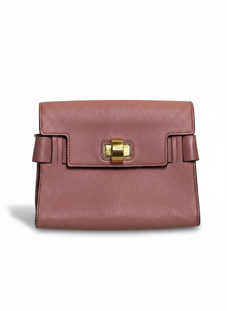 Miu Miu Madras Leather Flap Crossbody — Dusty Rose