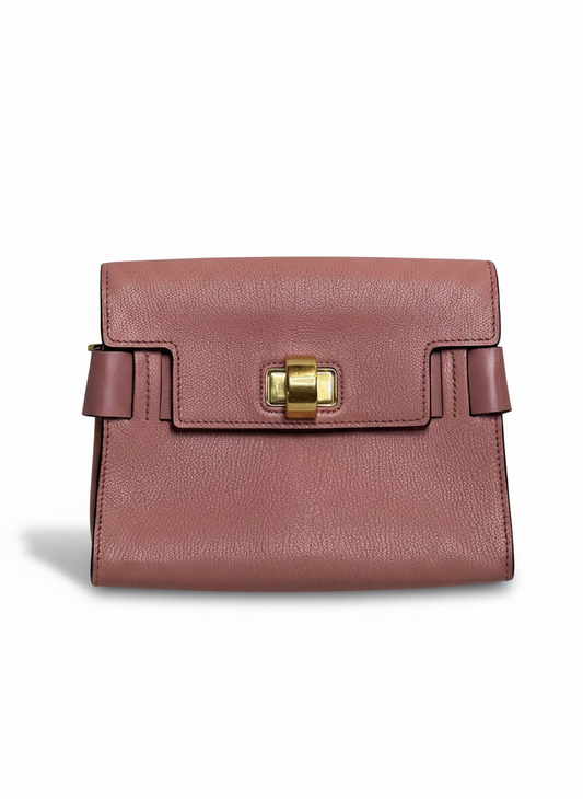 Miu Miu Madras Leather Flap Crossbody — Dusty Rose