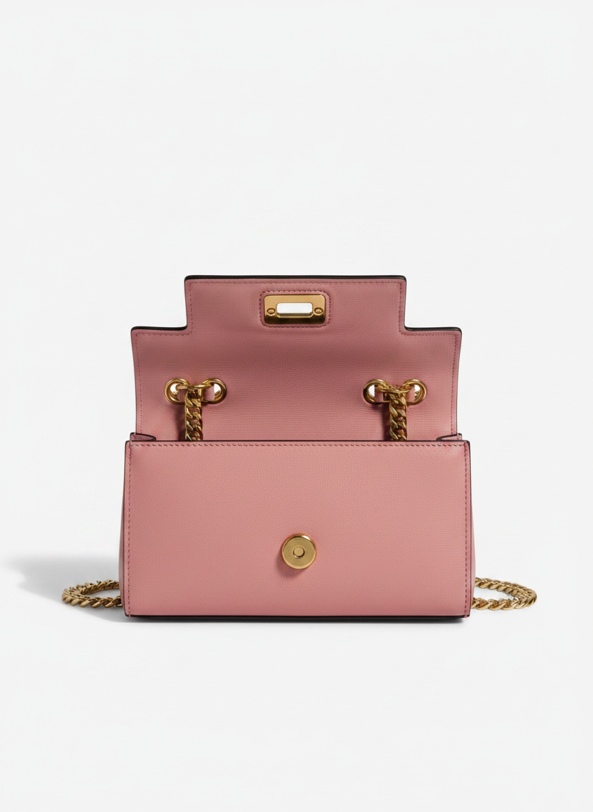 Miu Miu Madras Leather Flap Crossbody — Dusty Rose