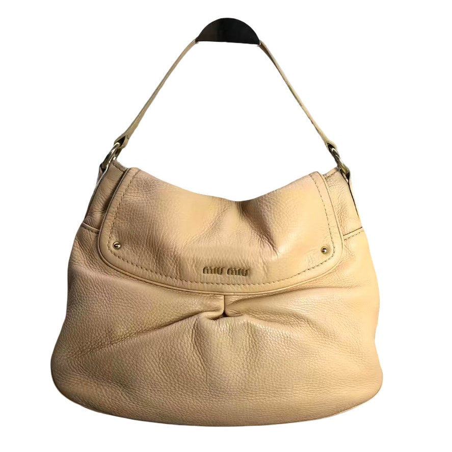 Miu Miu Vintage Tan Leather Hobo Bag