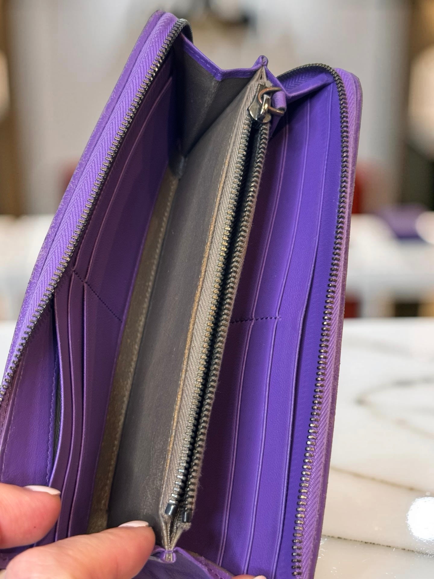 Bottega Veneta Intrecciato Zip-Around Wallet — Purple