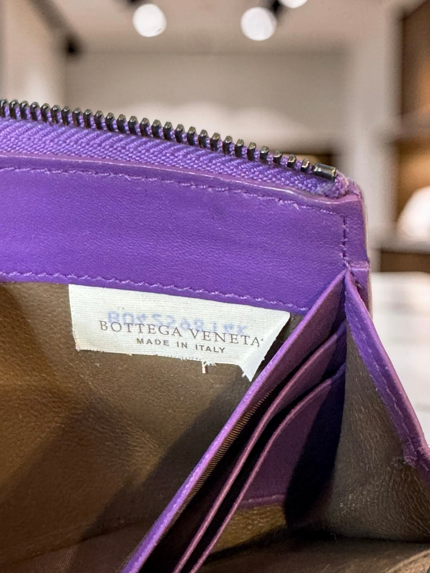 Bottega Veneta Intrecciato Zip-Around Wallet — Purple