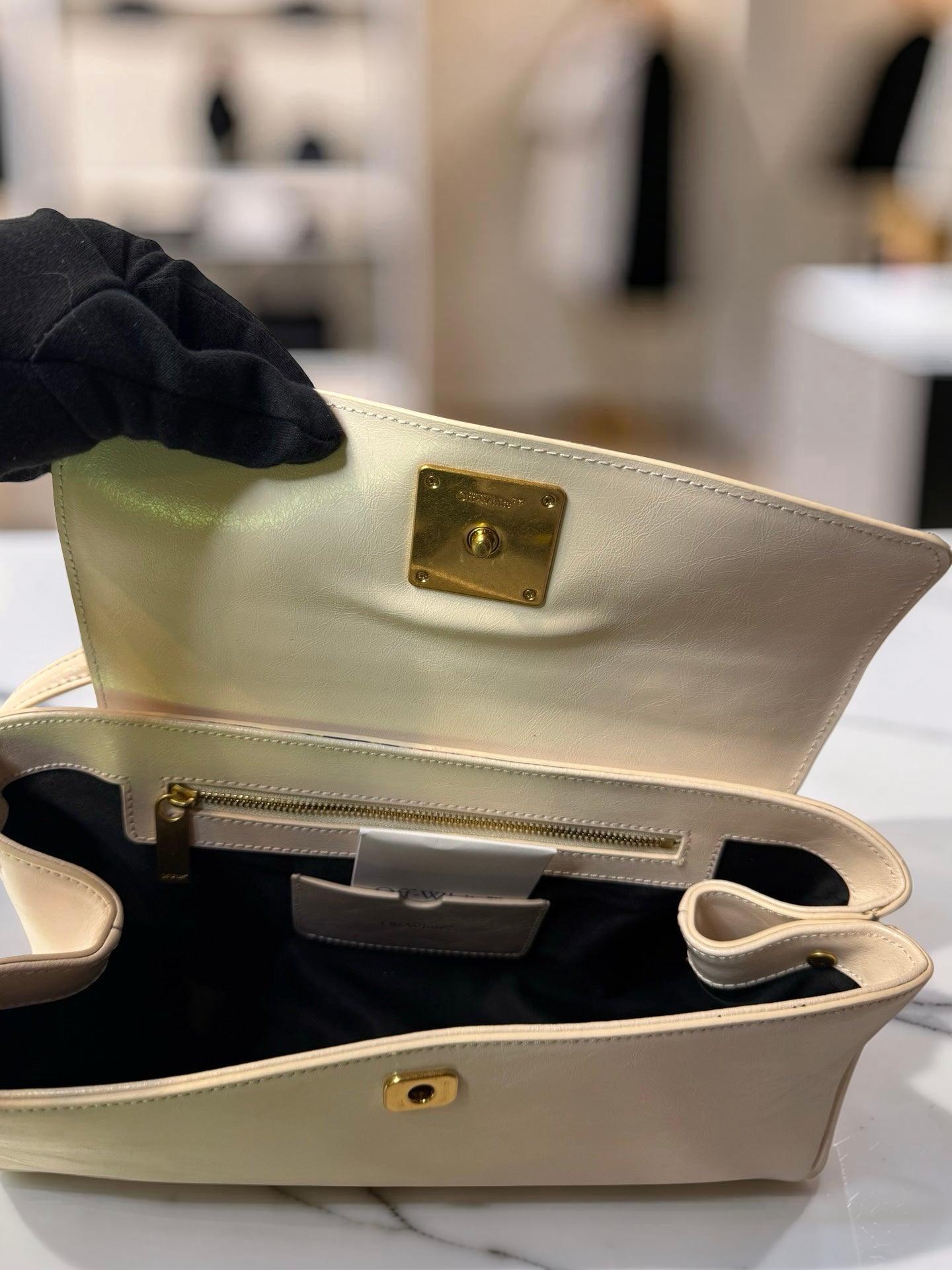 Off-White Jitney East/West Shoulder Bag — Cream — New With Tags