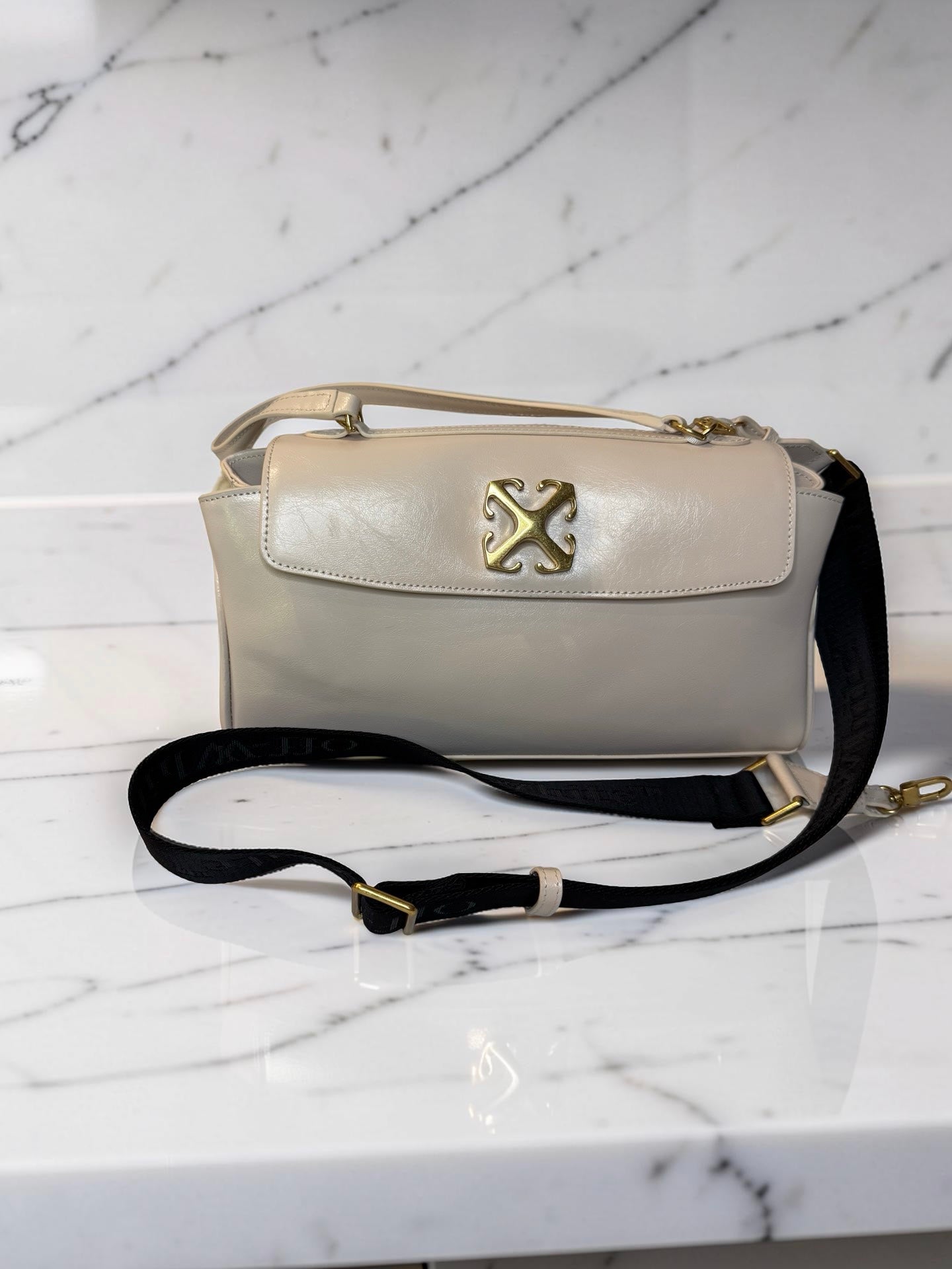 Off-White Jitney East/West Shoulder Bag — Cream — New With Tags