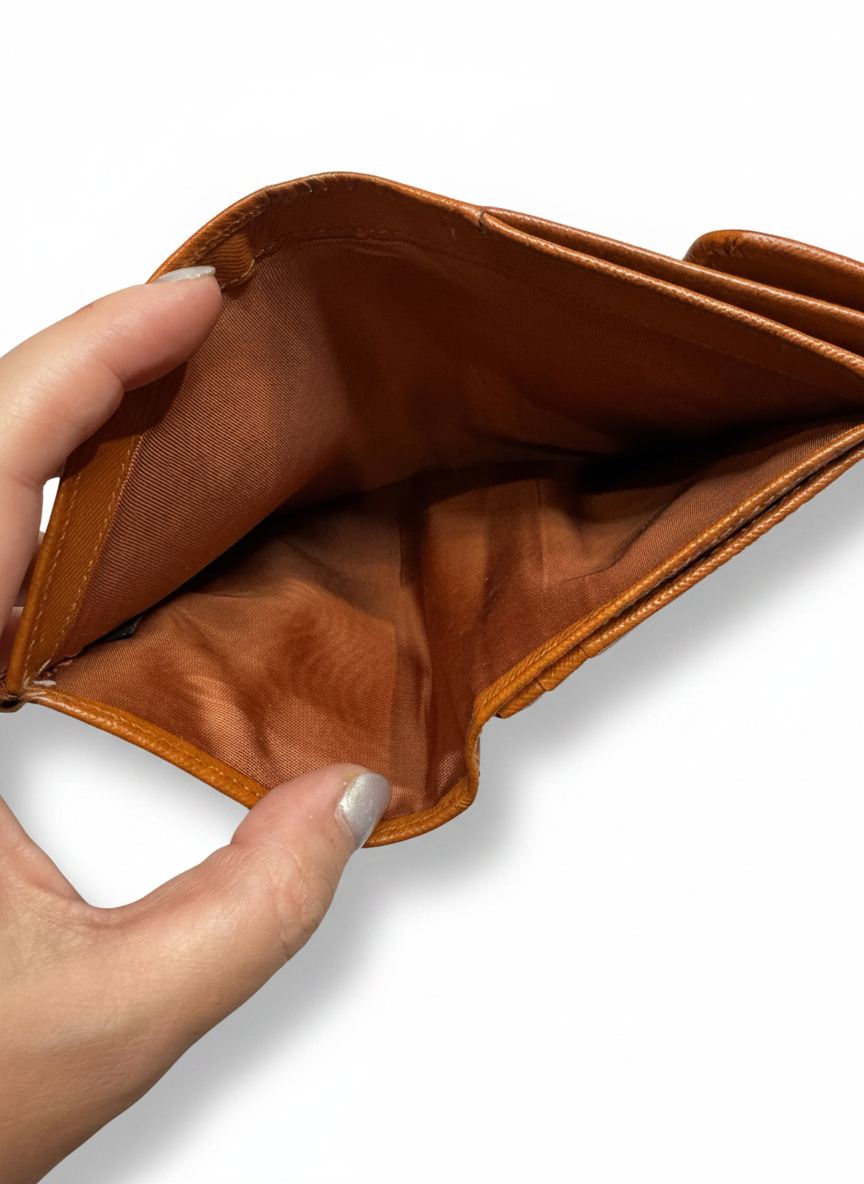 Prada Saffiano Leather Long Wallet — Cognac