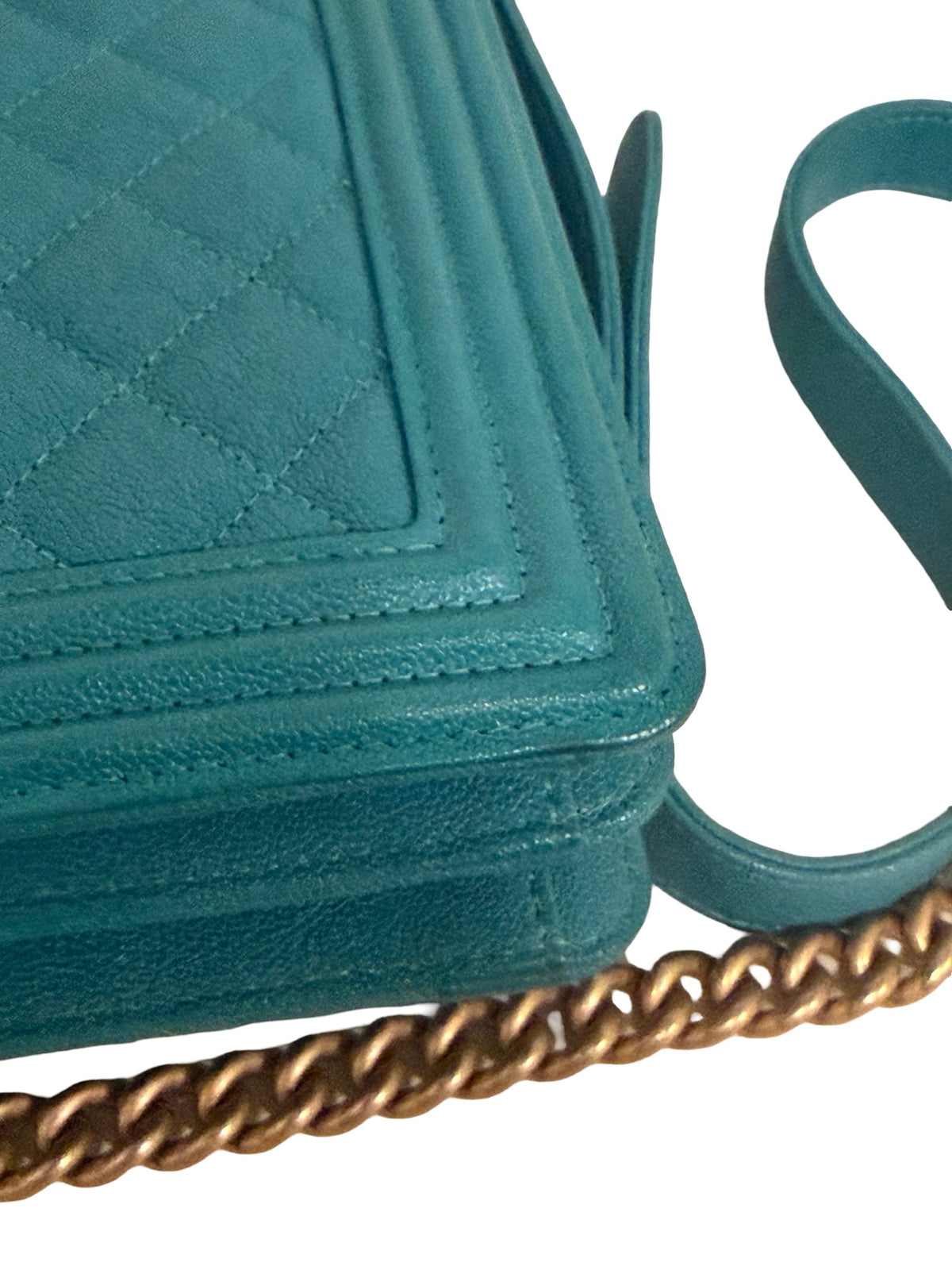 Chanel North South Boy Flap, Turquoise Caviar